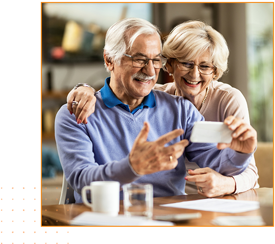 Old age couple calling